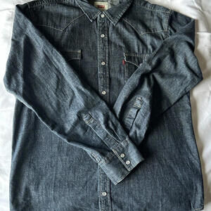 Levi's Strauss & Co. Men's Blue Cuffed Button-Down Top Shirt Large